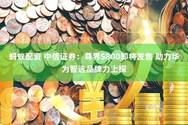 蚂蚁配资 中信证券：尊界S800即将发售 助力华为智选品牌力上探